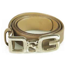 DOLCE & GABBANA Woman's Taupe Distressed Leather Belt SZ 34/85 D&G Beige
