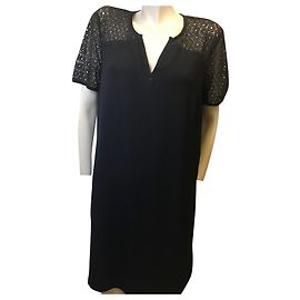 Gerard Darel Kleid mit Guipure-Passe Marineblau