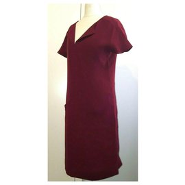 Balenciaga-Rojo oscuro (borgoña) Vestido de seda Balenciaga-Burdeos