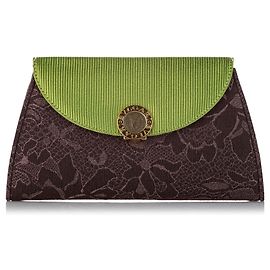 Bulgari Clutch de algodón marrón Bvlgari Castaño Verde
