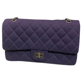 Chanel-Chanel 2.55 Reissue 227 classic Jersey flap bag-Dark purple