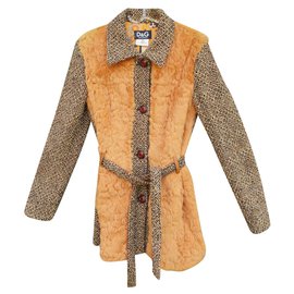 Dolce & Gabbana-Rabbit & tweed jacket Dolce & Gabbana t 36-Orange