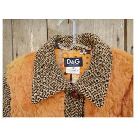 Dolce & Gabbana-Rabbit & tweed jacket Dolce & Gabbana t 36-Orange
