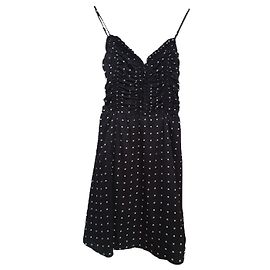 Maje Kleid mit Polka Dots Schwarz Viskose Schwarz