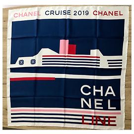 Chanel scarf White Blue