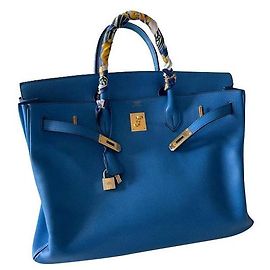 Hermès Birkin 40 Blue Leather Handbag Blue