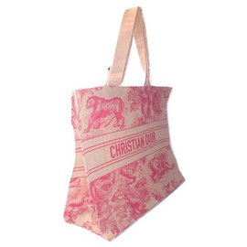Dior-DIOR sac shopping Riviera-Rouge,Crème