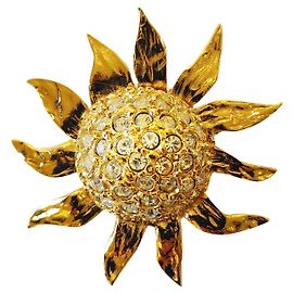Broche fleur tournesol Yves Saint Laurent dorée Doré