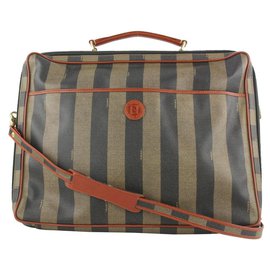 Fendi-Rayure Pequin 2façon Porte-documents Bagages Valise-Autre