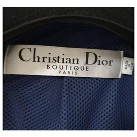 Christian Dior-Casaco impermeável de couro de pitão da marinha Christian Dior Sz.38-Azul marinho