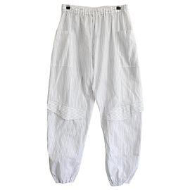 Hussein Chalayan Chalayan Gestreifte Baumwollballonhose Weiß