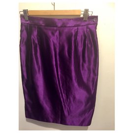 Yves Saint Laurent-YSL purple satin skirt, Glamorous-Dark purple
