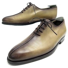 NEUE BERLUTI RICHELIEU KASCHMIRSCHUHE 5.5 39.5 LEDER-STRIPPERSCHUHE Braun