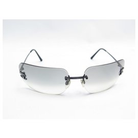 Chanel-Óculos de sol CHANEL 4017 LOGO CC STRASS BLACK METAL SUNGLASSES BOX-Preto