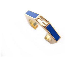 Fendi-NEW FENDI BAGUETTE RING 8AG712 M 55 IN BLUE GOLD METAL + NEW RING BOX-Golden