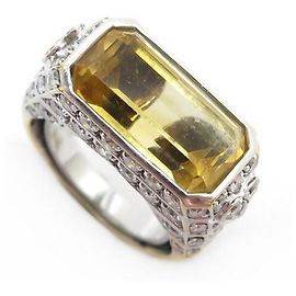 BAGUE REPOSSI CHEVALIERE T50 OR JAUNE 18K CITRINE & DIAMANTS GOLD DIAMONDS RING Doré
