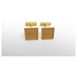 Cartier-CARTIER SQUARE YELLOW GOLD PUNHOLINKS 18K 13GR BOX GOLD CUFFLINKS-Dourado