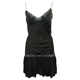 Magali Pascal Mini Open Back Dress with Spaghetti Straps Black