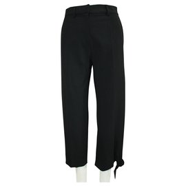 JW Anderson-Wide Leg Black Pants with Tie at one side-Black