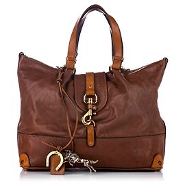 Chloé Sac cabas en cuir Chloe Brown Kerala Marron