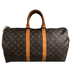 Louis Vuitton Mod 45 Brown Leather Travel Bag Brown
