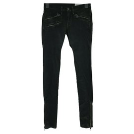 Rag & Bone-Coated zipper Moto jeans-Black
