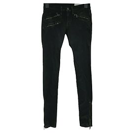 Rag & Bone Jean moto zippé enduit Noir