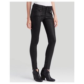 Rag & Bone-Jean moto zippé enduit-Noir