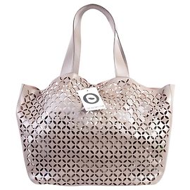 Alaïa Laser Cut Leather Tote Bag Grey