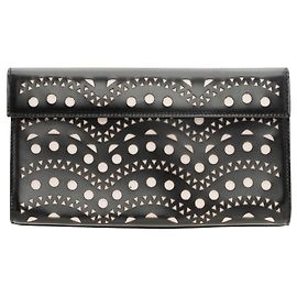 Alaïa Lasergeschnittene Leder-Clutch Schwarz