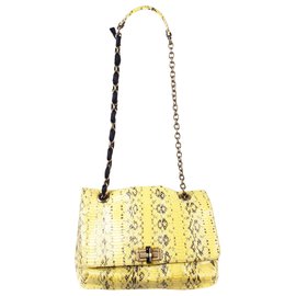 Lanvin-Medium Yellow Happy In Snake Bag-Yellow