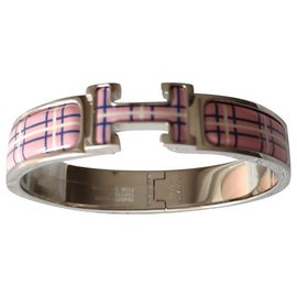 Hermès BRACELET HERMES CLIC CLAC “H” TARTAN ROSE DELIRIUM Rose