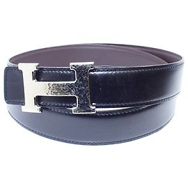Hermès Hermes Schwarzer Wendbarer Martelee Constance Ledergürtel Braun Schwarz Dunkelbraun