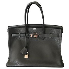Hermès Birkin 35 Leder Dunkelgrau Anthrazitgrau