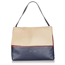 Céline Bolsa de ombro celine marrom totalmente em couro macio Marrom Azul Bege