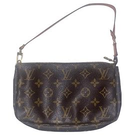 Louis Vuitton Clutch Bag Brown Cloth Brown