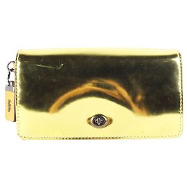 Coach Gold Mirror Effect Clutch Bag  Golden Metallic