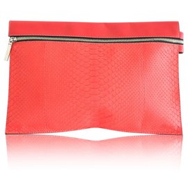 Victoria Beckham Rote Python-Clutch Rot
