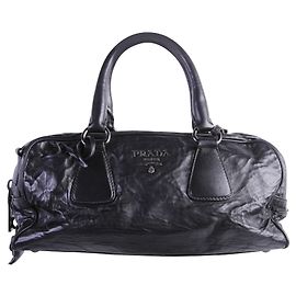 Prada Bolsa com alça preta Vitello Shine Couro Preto