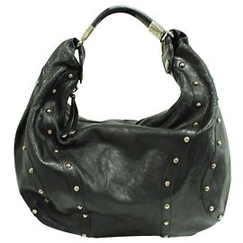 Stuart Weitzman Borsa hobo in pelle nera con borchie Nero
