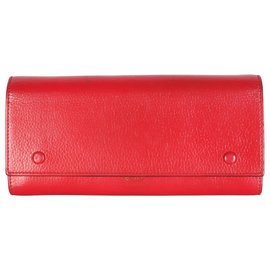 Céline-Large Flap Multifunction Wallet-Red