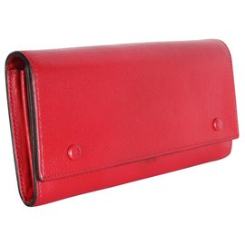 Céline-Large Flap Multifunction Wallet-Red