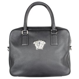 Versace-Leather Briefcase-Black