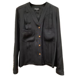 Chanel-CHA NEL silk blouse-Black
