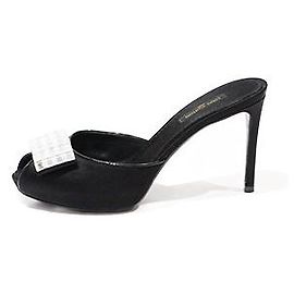 LOUIS VUITTON MULES IN BLACK SATIN WITH STILETTO HEEL BIG MIRROR KNOT Black