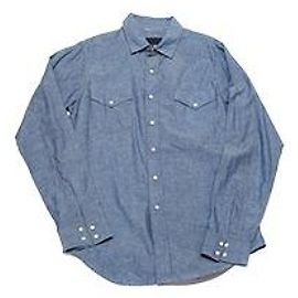 Yves Saint Laurent HEMD SAINT LAURENT AUS FINE WESTERN BLUE BAUMWOLLE 2014 Jeans-Stil Blau