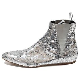 BOTAS PLANAS LOEWE TODO EN PLATA BRILLO BANDA ELÁSTICA LATERAL Plata