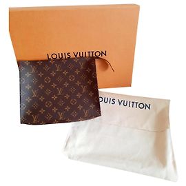 Louis Vuitton Clutch 26 Hellbraun Dunkelbraun Leder Hellbraun Dunkelbraun