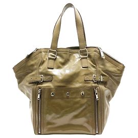 Yves Saint Laurent Sac cabas en cuir verni marron YSL Downtown Marron