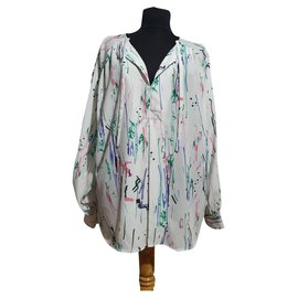 Isabel Marant scribble print stretch silk blouse Multiple colors